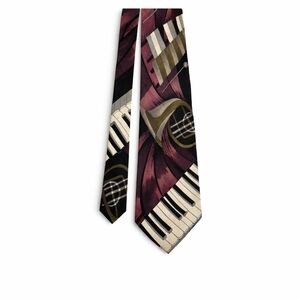 Upbeat by Roffe 100% silk multi-colored music piano horn necktie